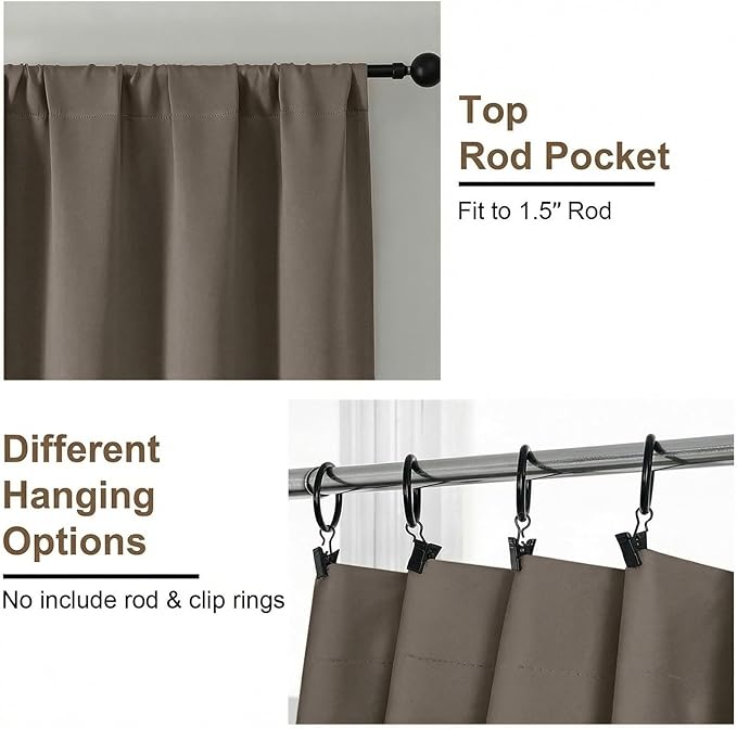 Simplebrand Ava Latte Blackout Curtains for Bedroom 90 Inches Long 2 Panels Set, Solid Privacy Energy Saving Living Room Window Treatment Curtains Blackout Drapes, W50 x L90 Inch, Latte