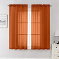 Lecloud Orange Sheer Curtains 63 Inch Length 2 Panels Set, Window Curtains for Bedroom, Voile Solid Light Filtering Living Room Drapes with Rod Pocket, Each Panel 42 X 63 Inch