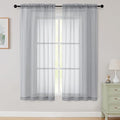 Sheer Light Grey Curtains for Bedroom Living Room 63 Inch Length 2 Panels, Airy Soft Light Filtering Sheer Dining Room Curtains, Modern Rod Pocket Drapes, Light Grey, Each 42" Wx63 L Inches