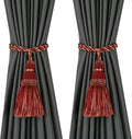 Fenghuangwu 2 Pack Curtain Tie Backs Rope Tassels for Curtains Drape tiebacks Handmade Outdoor Home and Outdoor Decorative (Mix red, 2p)