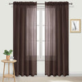 DWCN Brown Sheer Curtains Semi Transparent Voile Rod Pocket Curtains for Bedroom and Living Room, 42 x 84 inches Long, Set of 2 Panels