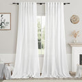White Linen Curtains 108 Inches Long 2 Panels Set Back Tab Rod Pocket Semi Sheer Cotton Textured Light Filtering Extra Long Curtain Farmhouse High Ceiling Curtains for Living Room 9Ft 42x108