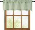 OWENIE Light Green Valances for Windows 1 Pcs, Light Filtering Textured Farmhouse Short Small Valance Curtains for Bathroom Basement Living Room Bedroom, Rod Pocket Half Curtains Over Sink, 52"Wx14"L