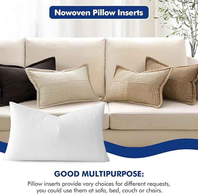 MIULEE Pillow Insert 14x26 Inch, Decorative Rectangle Throw Pillow Inserts, Premium Fluffy Pillow Forms Sham Stuffer for Sofa Couch Living Room