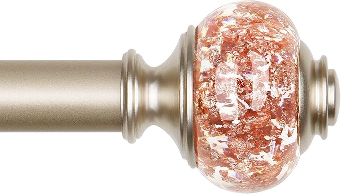 Curtain Rods 32 to 58 Inches (2.6-4.8ft), USFOOK 7/8 InchTelescoping Splicing Drapery Rods for Windows 20 to 54 Inch, Decorative Curtain Rod for Home Decor with Rose Gold Translucent Finials