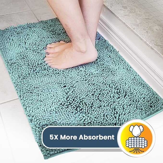 Muddy Mat® | Super Absorbent Door Mat Indoor, Microfiber Quick Dry Chenille Entryway Rug, Non-Slip Front Door Mat, Indoor Mats for Entryway, Machine Washable Pet Rug, Seafoam Green 28"x18"