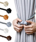 NazTur Magnetic Curtain Tiebacks- Upgrade 2022 with a Thicker Twist Rope & Strong Magnet Tieback Window Treatment Holdbacks Draperies Holders Decorative Drape Handmade Tie Back (Grey, 4)