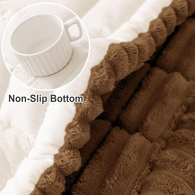 hyha Couch Covers for Dogs Washable, Non Slip Plush Dog Sofa Protectors, Fuzzy Pet Couch Covers for 3 Cushion Sofa Pet Friendly (Brown, 27.6" x 82.7")