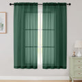 Sheer Hunter Green Curtains for Bedroom Living Room 63 Inch Length 2 Panels, Airy Soft Light Filtering Sheer Dining Room Curtains, Modern Rod Pocket Drapes, Hunter Green, Each 42"Wx63"L Inch