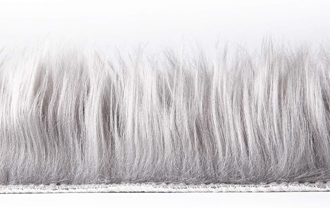 Ashler faux fur rug, Fluffy Shaggy Area Rug Ultra Soft 2 x 3 Feet Sheepskin Fur Rug, Grey Fuzzy Rug Machine Washable Shag Rug, Nursery Decor Throw Rugs for Bedroom, kids room, Living Room