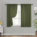 HOMEIDEAS Non-See-Through Olive Green Privacy Sheer Curtains, 52 X 45 Inches Long 2 Panels Sheer Curtains Light Filtering Window Drapes for Bedroom Living Room
