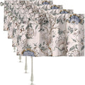 H.VERSAILTEX Blackout Curtain Valances for Kitchen Window/Living Room/Bathroom Privacy Added Rod Pocket Home Decoration Winow Valance, 52" W x 18" L, Floral in Sage and Brown (Pack of 4)