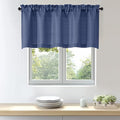 OWENIE Bob 1 PCS Blue Valances for Windows, Faux Linen Textured Kitchen Window Curtains Valance for Bedroom Living Room, Modern Soft Airy Solid Rod Pocket Bathroom Cafe Curtain, 60Wx24L Inch