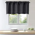 OWENIE Bob 1 PCS Black Valances for Windows, Faux Linen Textured Kitchen Window Curtains Valance for Bedroom Living Room, Modern Soft Airy Solid Rod Pocket Bathroom Cafe Curtain, 60Wx24L Inch
