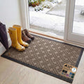 GORILLA GRIP 100% Waterproof All-Season WeatherMAX Doormat, 47x35, US Designed Natural Rubber, Stain and Fade Resistant, Low Profile Indoor Outdoor Door Mats, Easy Clean Patio Mat, Taupe Basket Weave