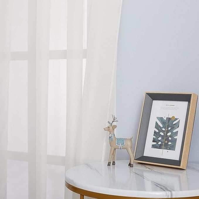 NICETOWN Sheer Window Curtain Drapes for Kitchen, Grommet Voile Sheer Solid Curtain Panels Lightweight & Airy Window Treatment for Flat, Beige, W54 x L54, Sold by 1 Pair