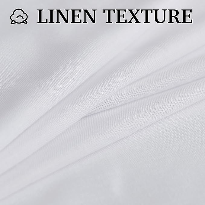 RYB HOME Living Room Curtains Linen Sheer, Light Filtering White Linen Curtains & Drapes 95 inches Long 2 Panels Back Tab Backdrop for Farmhouse Bathroom, W 52 x L 95 inches