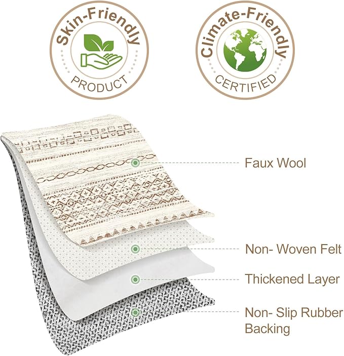 Nakagishi 10x12 Area Rug Living Room: Washable Boho Large Neutral Modern Soft Farmhouse Rugs Stain Resistant Indoor Floor Non-Slip Accent Carpet for Bedroom Nursery Kids Playroom Office Dining Room