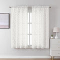 Lecloud Leia Ivory Sheer Curtains 45 Inch Length 2 Panels, Elegant Balance Light & Privacy Jacquard Textured Leaf Voile Curtains, Dual Rod Pockets Drapes for Bedroom Living Room, Each 28" W x 45" L