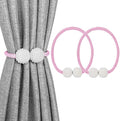 Melaluxe 2 Pack Magnetic Curtain Tiebacks, Decorative Curtain Holdbacks for Window Décor (Pink)
