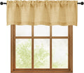 OWENIE Gold Valances for Windows 1 Pcs, Light Filtering Textured Farmhouse Short Small Valance Curtains for Bathroom Basement Living Room Bedroom, Rod Pocket Half Curtains Over Sink, 52Wx14L Inch