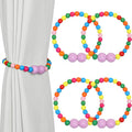 KLOGTSIND Magnetic Curtain Tiebacks, 4 Pack Curtain Holdbacks for Draperies, Wood Bead Curtain Tiebacks, Elegant Curtain Tie Backs for Bedroom Decor, Boho Room Decor, Nursery Decor, Farmhouse Décor