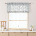 Chyhomenyc Light Grey Sheer Valances for Windows 18 Inch Length 2 Pcs, Light Filtering Leaf Textured Cafe Short Kitchen Curtains, Top Small Curtain for Living Room Bedroom Basement, 42" W x 18" L