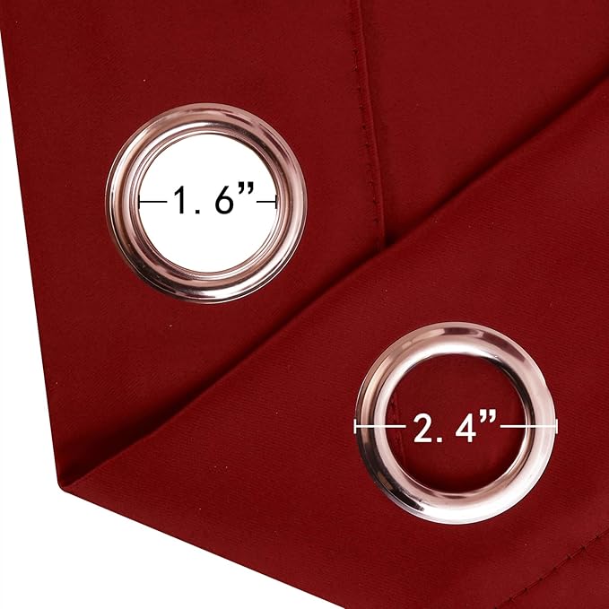 LEMOMO Blackout Curtains 66 x 72 Inch Long Red Curtains Set of 2 Panels Room Darkening Curtains for Bedroom and Living Room