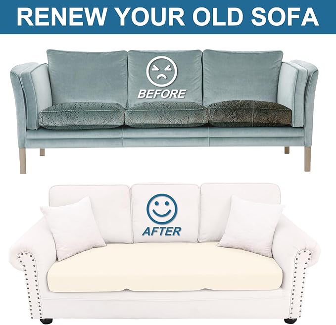Smiry Printed Couch Cushion Covers, Stretch Soft Couch Covers for Sofa, Washable Non-Slip Sofa Slipcover Furniture Protector for Indoor and Outdoor (1 Pack, Cream)