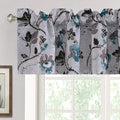 H.VERSAILTEX Blackout Curtain Valances for Kitchen Window/Living Room/Bathroom Privacy Added Rod Pocket Home Decoration Winow Valance, 52" W x 18" L, Floral in Grey and Teal