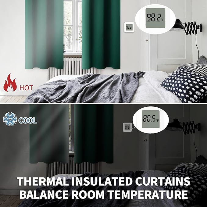 BGment Blackout Curtains - Grommet Thermal Insulated Room Darkening Bedroom and Living Room Curtains, Set of 2 Decorative Curtain Panels (42 x 84 Inch, Emerald Green)
