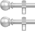 Silver Curtain Rods for Windows 48 to 84 or 88 Inches Max-2 Pack 5/8'' Metal Heavy Duty Curtain Rods Set - Rustic Decorative Drapery Rods with Brackets for Farmhouse, Bedroom