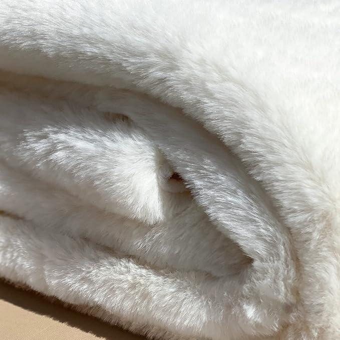 ORINOVA White Washable Furry Area Rug Runner Faux Bunny Fuzzy Fur Rugs for Bedroom Living Room 2x6 Rug Runners for Hallways Room Décor