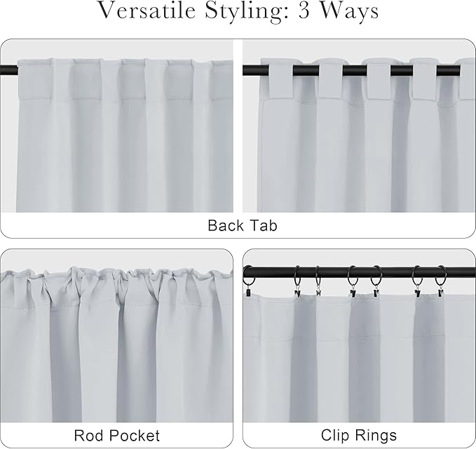 Pony Dance Short Drapes for Bathroom Window, Half Curtains for Kitchen Window, loft Thermal Insulated Curtain Tiers for Bedroom/Basement, Width 29 x Length 30 inches, Greyish White, 2 Pieces