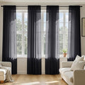 MIULEE Black Sheer Curtains 90 Inches Long, 4 Panels Set, Light Filtering Halloween Rod Pocket Voile Drapes for Living Room and Bedroom, Airy Soft Fabric Window Treatments, 54 x 90 Inches