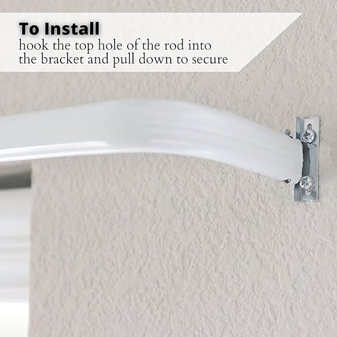 Blu-Pier Tech Heavy Duty Single Rod Standard White 28"-48" Adjustable Curtain Rod Hardware Included (Pack of 2)