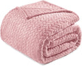 Exclusivo Mezcla Fleece King Size Blanket for Bed, 90x104 Inches Soft Cozy Jacquard Flannel Blankets, Lightweight Fuzzy Plush Warm for Women, Pink