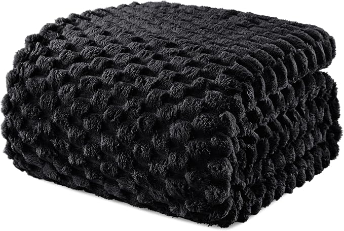 Exclusivo Mezcla Fleece King Blanket for Bed, Extra Large Fuzzy Black Bed Blankets, Soft Cozy Plush Sofa Throws for All Seasons, 90x104 Inches