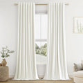 Guken Ivory 100% Blackout Curtains 84 Inch Length 2 Panels Set for Living Room Bedroom Back Tab Thermal Insulated Black Out Linen Drapes Room Darkening Window Curtains 84 Inches Long