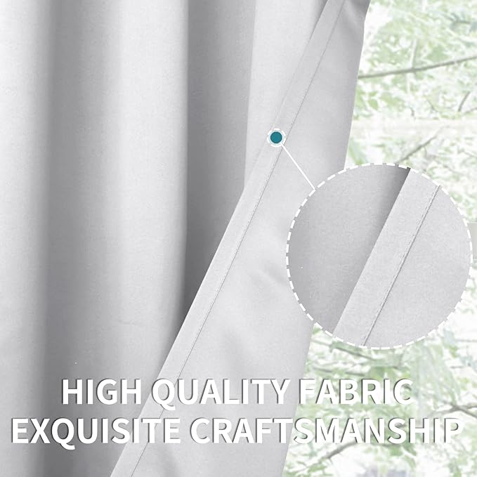 BGment Room Darkening Curtains for Bedroom - Grommet Thermal Insulated Window Treatments Light Blocking Curtains for Living Room, Each 46 x 84 Inch, Greyish White