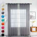 youleyar Solid Sheer Rod Pocket Curtain Voile Draperies 2 Panels White Beige Black Grey Coffee 42 Inch Width 45 Inch Long 1 Pair for Kitchen Bedroom Children Living Room Yard(Grey,42Wｘ45L)