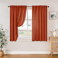 HOMEIDEAS Non-See-Through Fall Burnt Orange Privacy Sheer Curtains, 52 X 45 Inches Long 2 Panels Sheer Curtains Light Filtering Window Drapes for Bedroom Living Room