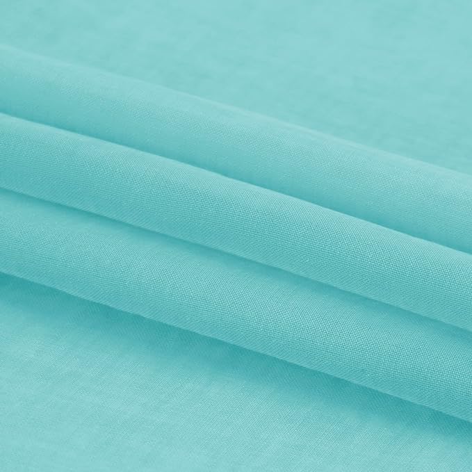 DWCN Aqua Sheer Curtains Semi Transparent Voile Rod Pocket Curtains for Bedroom and Living Room, 42 x 45 inches Long, Set of 2 Panels