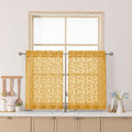 Chyhomenyc Gold Sheer Curtains 30 Inch Length, Light Filtering Leaf Tufted Textured Small Window Kitchen Curtain Over Sink, Short Half Window Curtains for Bathroom Basement, 30" Wx30 L, 2 Panels