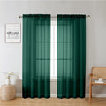 Lecloud Hunter Green Sheer Curtains 72 Inches Long 2 Panels, Rod Pocket Voile Light Filtering Curtains for Living Room, Airy Decor Drapes for French Door Bedroom, Each Panel 42 X 72 Inch