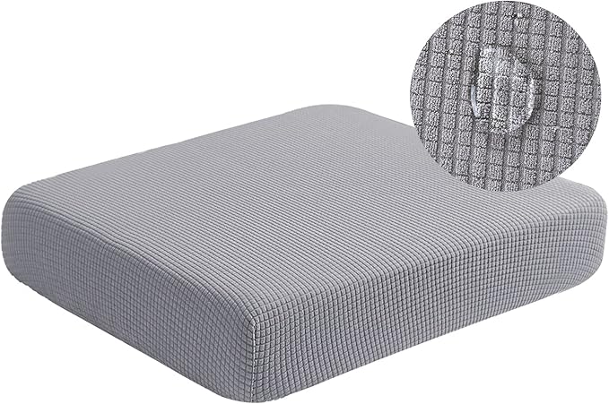 Water Repellent Sofa Cushion Slipcovers, Stretch Couch Cushion Covers, Furniture Protector Slipcovers Slip Cover, Sofa Seat Cover for Living Room, Washable (Loveseat Cushion, Light Gray)