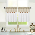 Boho Kitchen Curtains 24 Inch Length, Farmhouse Cotton Linen Tier Curtains, Rustic Button Short Curtain for Windows, Country Cafe Curtain, Rod Pocket Small Window Drapes, Linen and White, 26x24