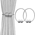 Melaluxe 2 Pack Magnetic Curtain Tiebacks, Decorative Curtain Holdbacks for Window Décor (Grey)
