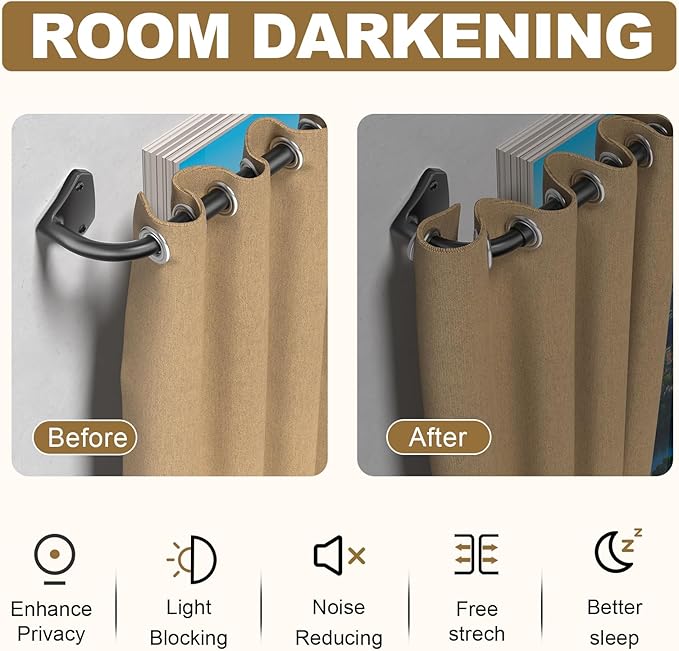 GXOACKJ Black Curtain Rods for Windows 28 to 60 inch, 5/8 inch Adjustable Wrap Around Blackout Curtain Rods for Bedroom & Outdoor