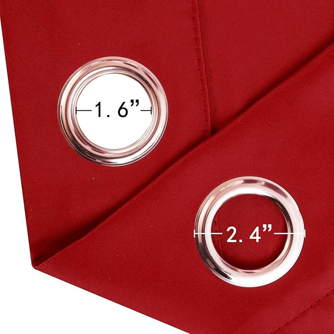LEMOMO Blackout Curtains 66 x 72 Inch Long Bright Red Curtains Set of 2 Panels Room Darkening Curtains for Bedroom and Living Room